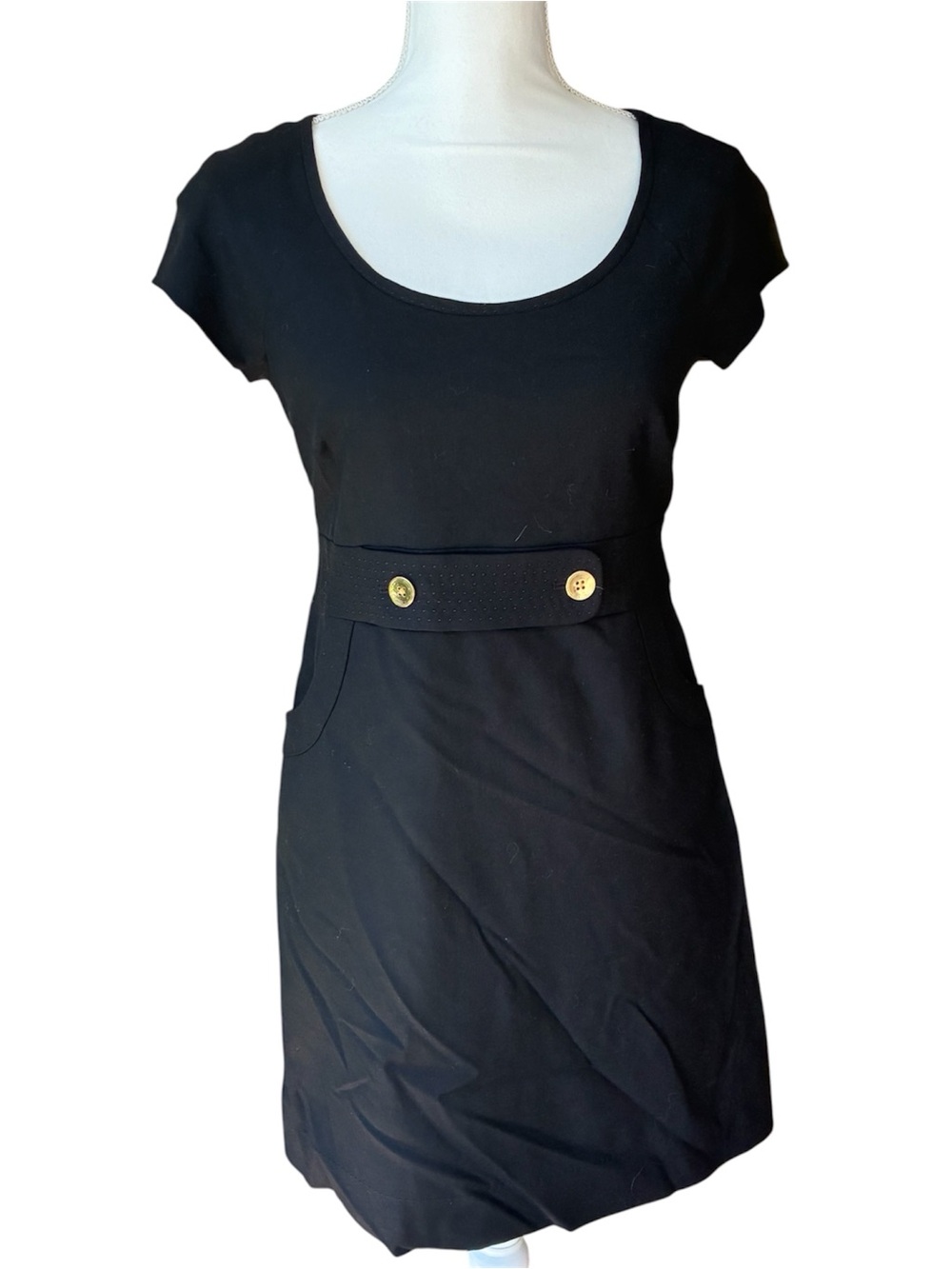 Vintage Juicy Couture Black Short Sleeve Scoop Neck Babydoll Mini Dress Sz. 2